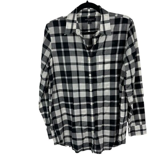 Black and white plaid button up - Picture 1 of 9